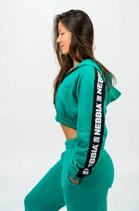 Bluza damska Nebbia ICONIC Cropped Zip-Up Hoodie green