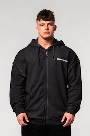 Bluza męska Nebbia Washed-off Zip Up Hoodie GYM BRO Black