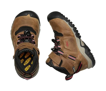 Buty outdoorowe dziecięce Keen Ridge Flex Mid Wp Bison/Red Carpet