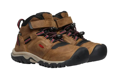 Buty outdoorowe dziecięce Keen Ridge Flex Mid Wp Bison/Red Carpet