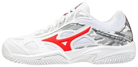 Buty tenisowe dziecięce Mizuno Breakshot 3 CC White/IgnititonRed