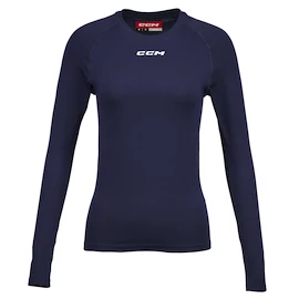 Damska koszulka kompresyjna CCM LS Training Tee Navy Senior