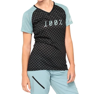 Damska koszulka rowerowa 100%  Airmatic Women's Jersey Seafoam Checkers