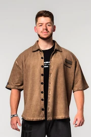 Koszula męska Nebbia Washed-off Oversized Shirt 90s THROWBACK Light Brown