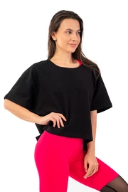 Koszulka damska Nebbia Organic Cotton Loose Fit “The Minimalist” Crop Top 417 black