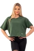 Koszulka damska Nebbia  Organic Cotton Loose Fit “The Minimalist” Crop Top 417 dark green