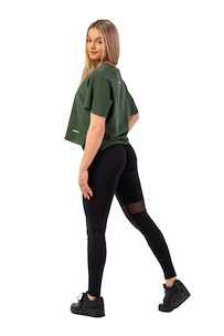 Koszulka damska Nebbia  Organic Cotton Loose Fit “The Minimalist” Crop Top 417 dark green M/L