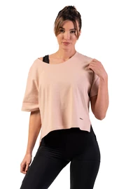 Koszulka damska Nebbia Organic Cotton Loose Fit “The Minimalist” Crop Top 417 salmon