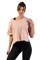 Koszulka damska Nebbia  Organic Cotton Loose Fit “The Minimalist” Crop Top 417 salmon XS/S