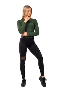 Koszulka damska Nebbia  Organic Cotton Ribbed Long Sleeve Top 415 dark green