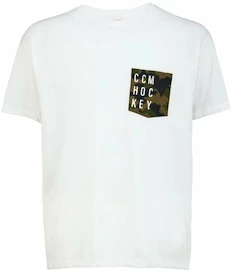 Koszulka męska CCM CAMO POCKET S/S TEE White