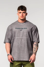 Koszulka męska Nebbia Washed-off Oversized Heavyweight Cotton T-shirt NO SHORTCUTS Light Grey