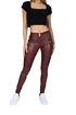 Legginsy damskie Hugz Jeans  Wine Faux Leather Biker Mid Waist