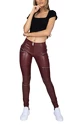 Legginsy damskie Hugz Jeans  Wine Faux Leather Biker Mid Waist