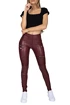 Legginsy Hugz Jeans  Wine Faux Leather Biker High Waist