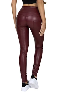 Legginsy Hugz Jeans  Wine Faux Leather Biker High Waist