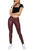 Legginsy Hugz Jeans  Wine Faux Leather Biker Mid Waist