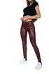 Legginsy Hugz Jeans  Wine Faux Leather Biker Mid Waist