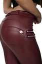 Legginsy Hugz Jeans  Wine Faux Leather Biker Mid Waist