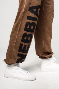 Męskie spodnie dresowe Nebbia  Washed-off Gym Sweatpants Baggy Style GYM BRO Ligth Brown