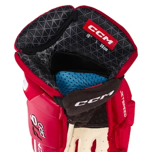 Rękawice hokejowe CCM JetSpeed FT6 Pro Red/White Junior 11 cali