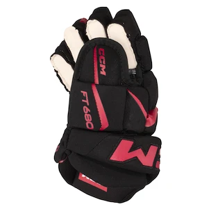 Rękawice hokejowe CCM JetSpeed FT680 Black/Red Junior 12 cali