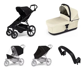 Wózek miejski Thule Urban Glide 4-wheel Black + Bassinet Soft beige SET 5in1