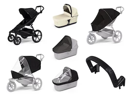 Wózek miejski Thule Urban Glide 4-wheel Black + Bassinet Soft beige SET 7in1